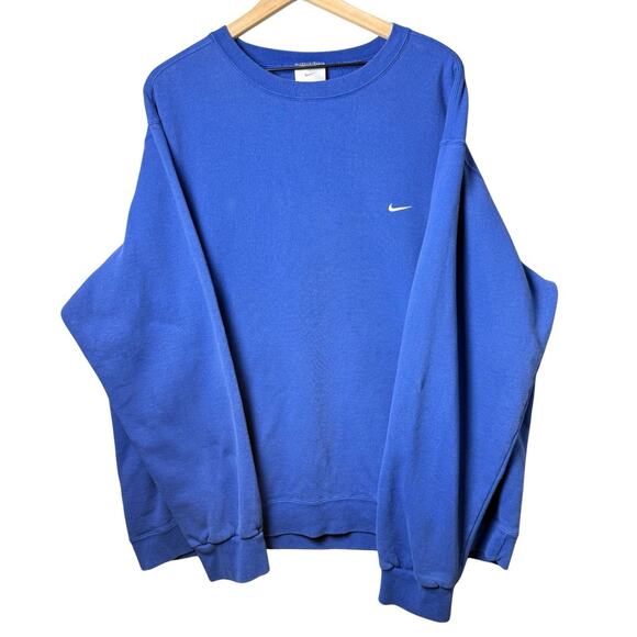 Vintage Y2k Nike Crewneck Sweatshirt Royal Blue Swoosh Pullover Men’s Size XXL - Picture 1 of 10